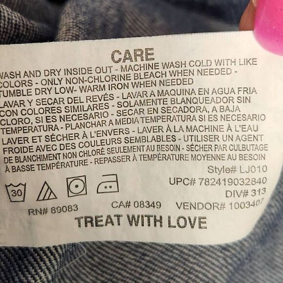 Lei Apple denim jacket Jr darkwash bleached Size XL - Picture 6 of 7